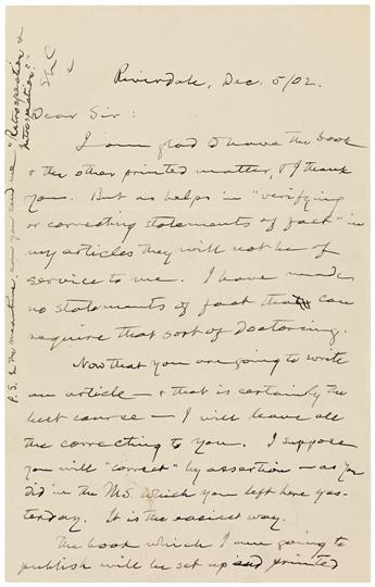MY IRREVERENCE & DISRESPECT ARE PRETTY EXCLUSIVELY FOR [MARY BAKER EDDY] MARK TWAIN. Autograph Letter Signe...
